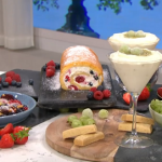 Phil Vickery summer berries pudding with white chocolate sauce, gooseberry, elderflower and a Swiss roll recipe on This Morning