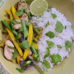 Rochelle Humes Thai green curry with aubergine and chicken thighs recipe on This Morning