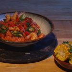 Freddy Forster spicy chicken jambalaya with prawns and okra recipe on Mel B’s Packed Lunch