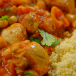 Ainsley Harriott Rose Harissa Chicken tagine with Apricots and Chickpeas recipe on Ainsley’s Good Mood Food