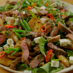 Ainsley Harriott honey and chilli spiked lamb with a potato, bean and mint salad recipe on Ainsley’s Good Mood Food