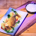 Kwoklyn Wan sea bass with pak choi, sweet soy sauce and steamed rice recipe on Steph’s Packed Lunch