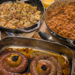 The Hairy Bikers Boston baked beans with farmhouse saute and Cumberland sausage recipe