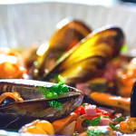 Michel Roux Jr. moules provencale (mussels with tomatoes and white wine) on Michel Roux’s French Country Cooking