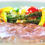 Michel Roux Jr pork steaks with summer vegetables recipe on Michel Roux’s French Country Cooking