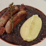 Marcus Wareing bangers and mash with beer and onion gravy recipe on Masterchef The Professionals