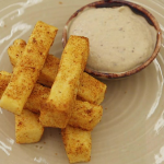 Monica Galetti chickpea panisses with an aubergine dip on Masterchef The Professionals