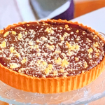 Lisa Faulkner and John Torode Chocolate and Almond Tart with Amaretti Biscuits recipe on John and Lisa’s Weekend Kitchen