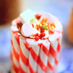 Kirstie Allsopp edible candy cane glass with Irish cream ganache recipe on Kirstie’s Handmade Christmas