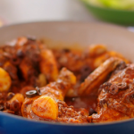 Nadiya Hussain thirty-clove garlic chicken with olives, lemon and roti jalla pancakes recipe on Nadiya’s Fast Flavours