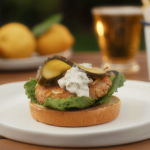 Mary Berry salmon and dill burger with fennel and a lemon caper mayonnaise recipe on Love To Cook