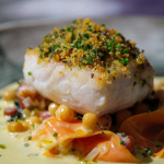Paul Askew Baked Fillet of Hake with Smoked Anchovy and Parsley Crust recipe on Sunday Brunch