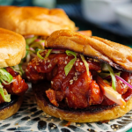 Jeremy Pang Korean Fried Chicken Burger With Kimchi Slaw on Sunday Brunch