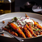 Simon Rimmer harissa carrots with chickpeas and sesame seeds recipe on Sunday Brunch