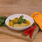 Freddy Forster chicken, butternut squash and chickpea stew with coconut cream recipe on Steph’s Packed Lunch