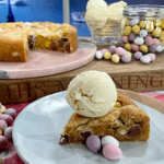 Juliet Sear giant mini egg cookie with ice cream recipe on This Morning