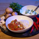 Simon Rimmer potato and mushroom rogan josh recipe on Steph’s Packed Lunch