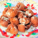 Angelo Coassin carnival fritters with rum and raisins on Sunday Brunch