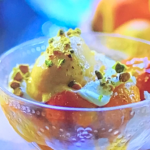 Monica Galetti peachy mess with whipped cream, meringue and pistachios recipe on Lorraine