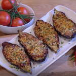Freddy Forster chilli beef stuffed aubergine recipe on Steph’s Packed Lunch