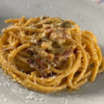 Gino’s classic carbonara with Bucatini pasta, pancetta and egg yolks recipe on This Morning