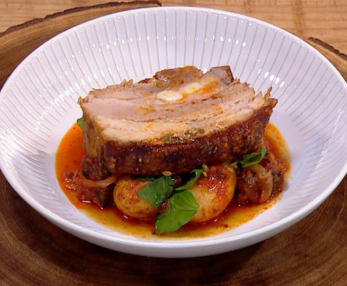 Simon Rimmer Slow Cooked Pork Belly With Potatoes Chorizo And Black