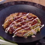 John Whaite Japanese style pancakes with potatoes, cabbage and Brussels sprouts recipe on Steph’s Packed Lunch