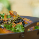 Marcus Wareing pumpkin and butternut squash with fried mushrooms and kale salad recipe on Tales from a Kitchen Garden