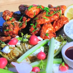 Ainsley Harriott BBQ chicken wing platter with coffee recipe on Ainsley’s Good Mood Food