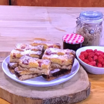 John Whaite Bakewell Blondie with Raspberries recipe on Steph’s Packed Lunch