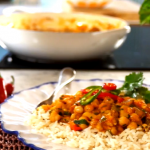 Jack Monroe peach and chickpea curry with rice recipe on Lorraine