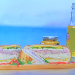 Ainsley Harriott picnic loaf with piccalilli, Stilton and cheddar cheese recipe on Ainsley’s Good Mood Food