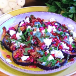 Simon Rimmer miso roasted aubergine and feta salad recipe on Steph’s Packed Lunch