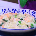 Phil Vickery microwavable risotto with fresh asparagus and prawns recipe on This Morning