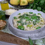 Clodagh Mckenna broad bean risotto with lemon, mint and rocket pesto recipe on This Morning