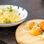 Chris and Gabriel’s carbonara with spinach, broccoli and dough balls recipe on Eat Well For Less?