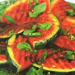 Georgina Hayden charred watermelon salad with pistachio dressing recipe on Sunday Brunch