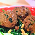 Jose Pizarro Spanish feast with Meatballs, Spinach, Pine Nuts, Sultanas  and Saffron Yoghurt recipe on This Morning