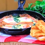 John Torode brunch with baked eggs, spinach, ham and cheese toasties recipe on This Morning