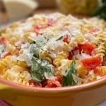 Gino D’Acampo fusilli pasta with goat’s cheese, tomato and basil recipe on This Morning