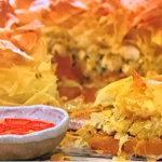 Yotam Ottolenghi and Noor Murad butternut crunch pie with pickled chillies recipe on Sunday Brunch