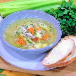 John Whaite chicken soup with carrots and celery recipe on Steph’s Packed Lunch