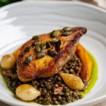 Michael Caines roast pheasant with lentils and pumpkin recipe on Sunday Brunch