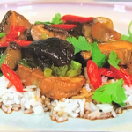 Simon Rimmer pork and chestnuts stir fry with rice recipe on Sunday Brunch