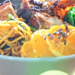Jamie Oliver clementine roast duck with ginger, hoisin sauce, chilli oil and noodles recipe on Jamie’s Easy Christmas