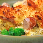 Simon Rimmer Christmas dinner mac and cheese with sprouts recipe on Sunday Brunch