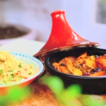 John Torode and Lisa Faulkner vegetable tagine with jewelled couscous recipe on John and Lisa’s Weekend Kitchen