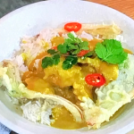 Martyn Odell (Lagom Chef) tempura vegetables with curry sauce recipe on Steph’s Packed Lunch