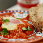 Rick Stein shakshuka with baked eggs in a spicy tomato sauce recipe on Rick Stein’s Cornwall