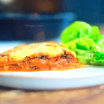 Miguel Barclay aubergine Parmigiana with oregano, cheddar and lettuce recipe on Jamie’s £1 Wonders